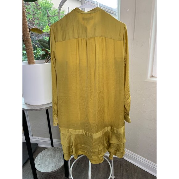 Banana Republic Long Sleeve Tiered Dress Mini Gold Sz 4 Drop Waist NWT $128 6930 - Picture 3 of 16